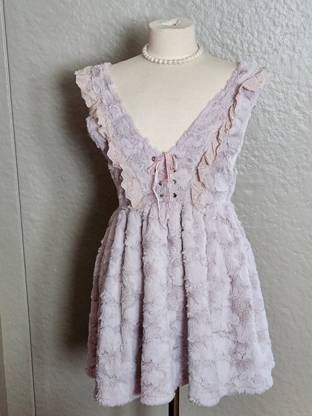 Liz Lisa fluffy faux fur corset style dress RARE coquette autumn